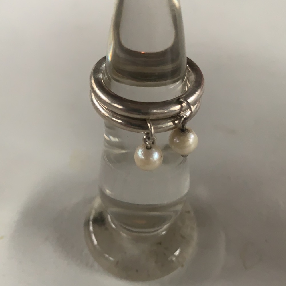 SET OF 2 MIZUKI STERLING SILVER/wht CULTURED PEARL RINGS